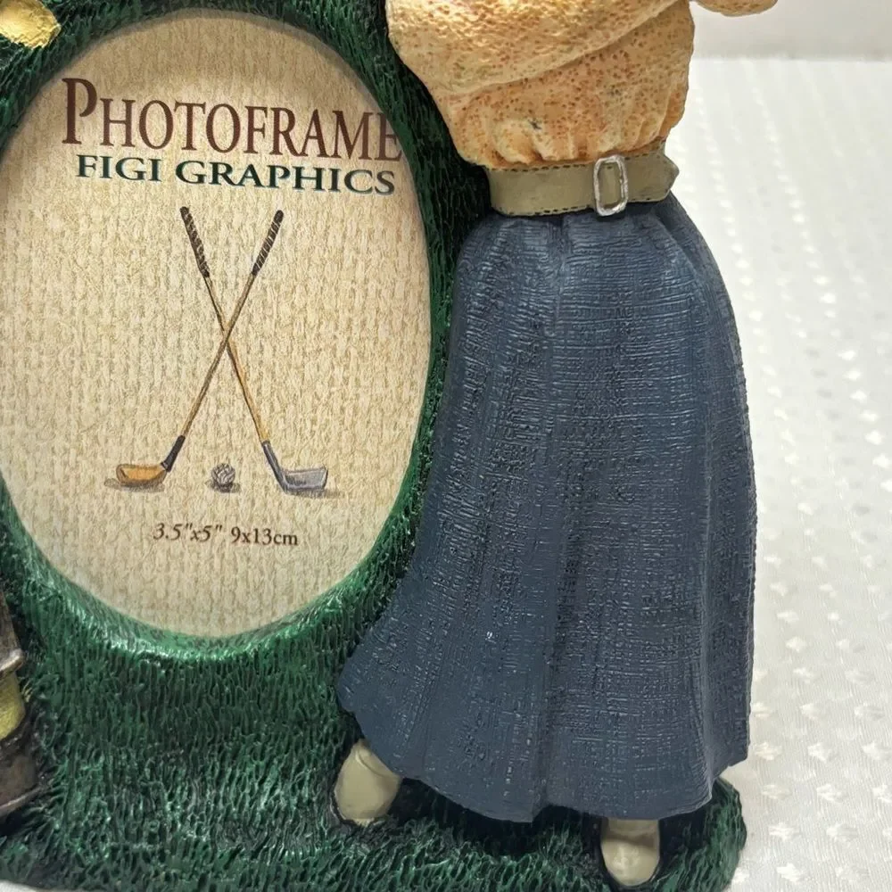 Vintage 1993 Figi Graphics 3D Resin Lady Golfer Tabletop Photo Frame
